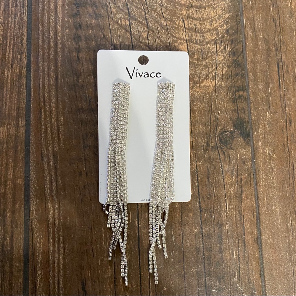 Dangle Silver Rhinestones/ Crystal Earrings